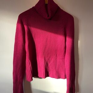 Ann Taylor Deep Pink Turtleneck Sweater